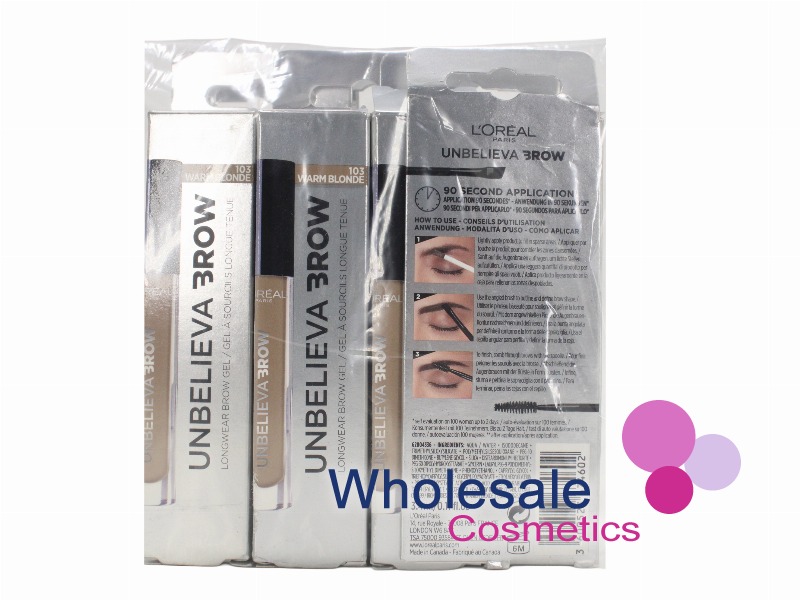 8 x L'Oreal Unbelieva Brow Long Wear Brow Gel - 103 WARM BLONDE